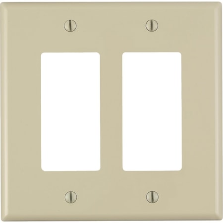 Leviton Decora 2-Gang Plastic Oversized Rocker Decorator Wall Plate, Ivory 001-86602-00I